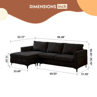 Canapé Méridienne Réversible de Salon Forme L en Tissu Polyester HOOOWOOO