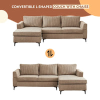 Canapé Méridienne Réversible de Salon Forme L en Tissu Polyester HOOOWOOO