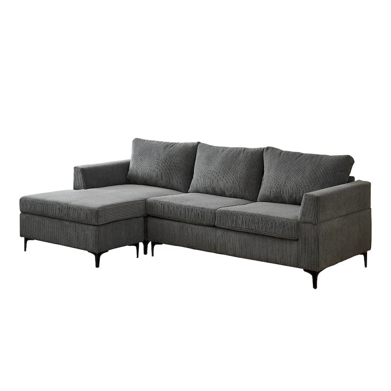 Canapé Méridienne Réversible de Salon Forme L en Tissu Polyester HOOOWOOO
