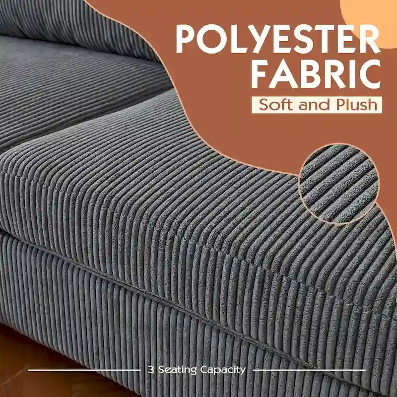 Canapé Méridienne Réversible de Salon Forme L en Tissu Polyester HOOOWOOO