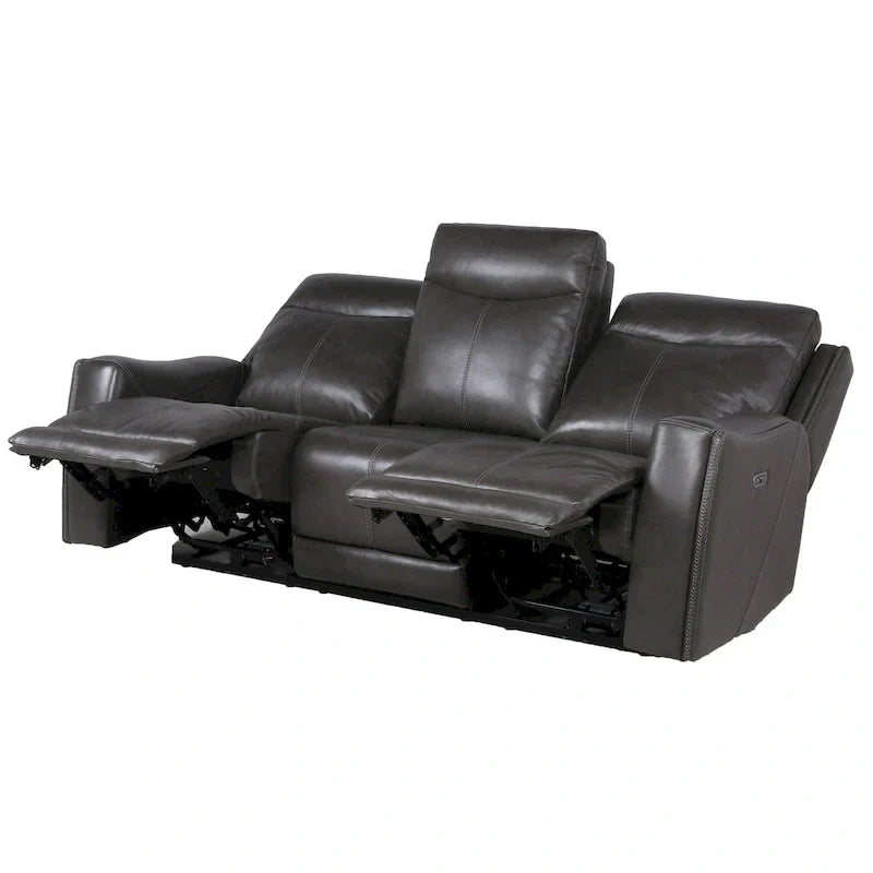 Canapé inclinable en cuir pleine fleur Steve Silver Newport Power