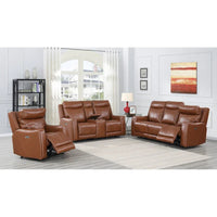 Canapé inclinable en cuir pleine fleur Steve Silver Newport Power