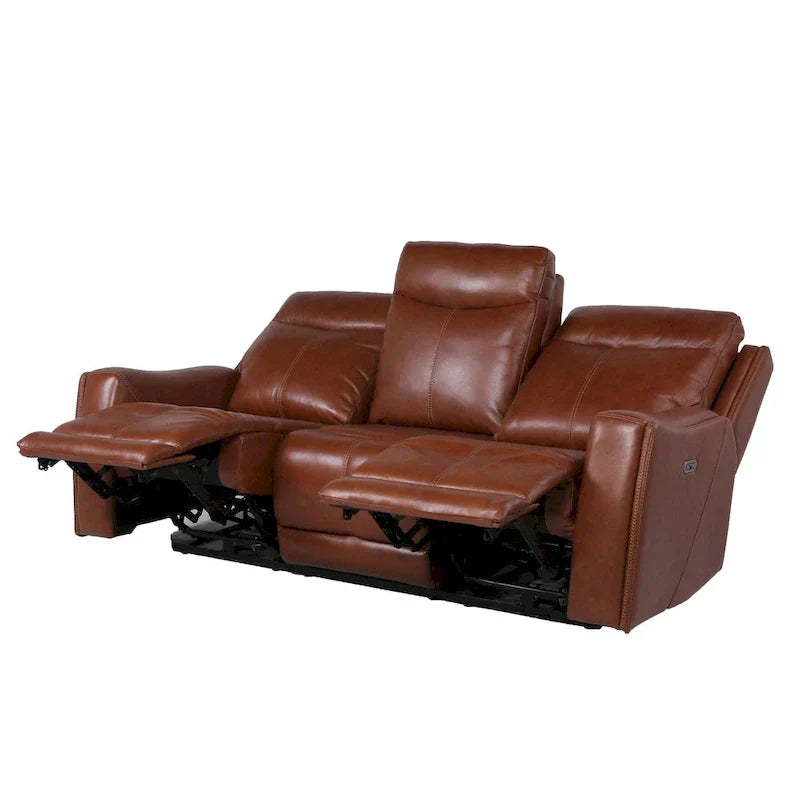 Canapé inclinable en cuir pleine fleur Steve Silver Newport Power