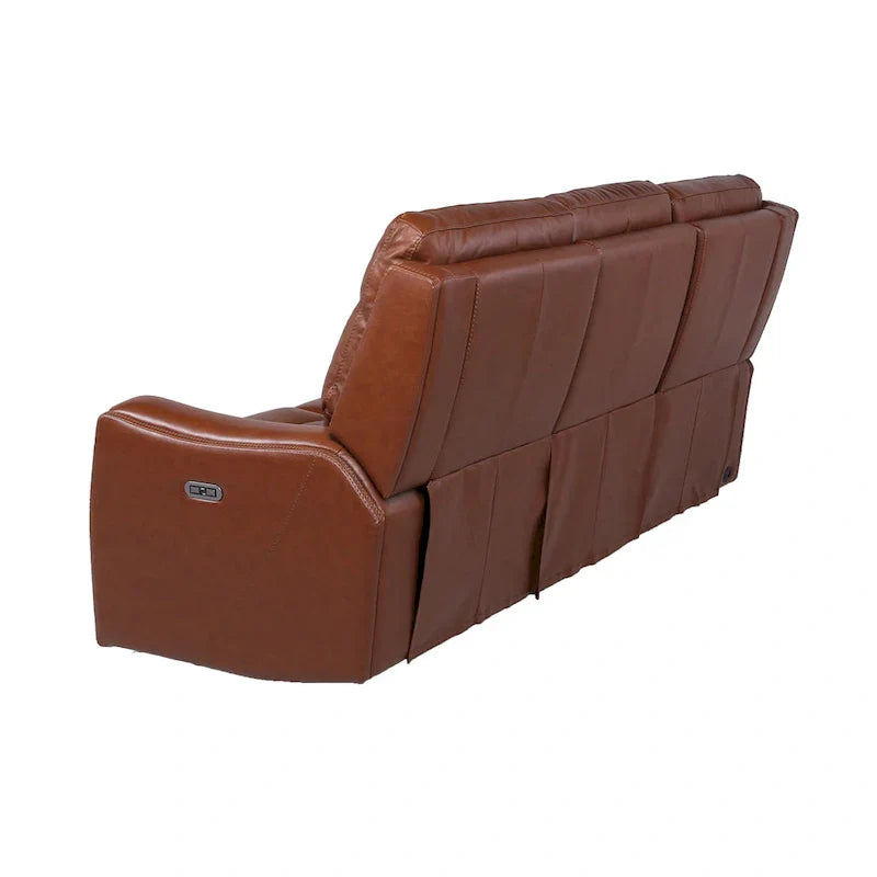 Canapé inclinable en cuir pleine fleur Steve Silver Newport Power