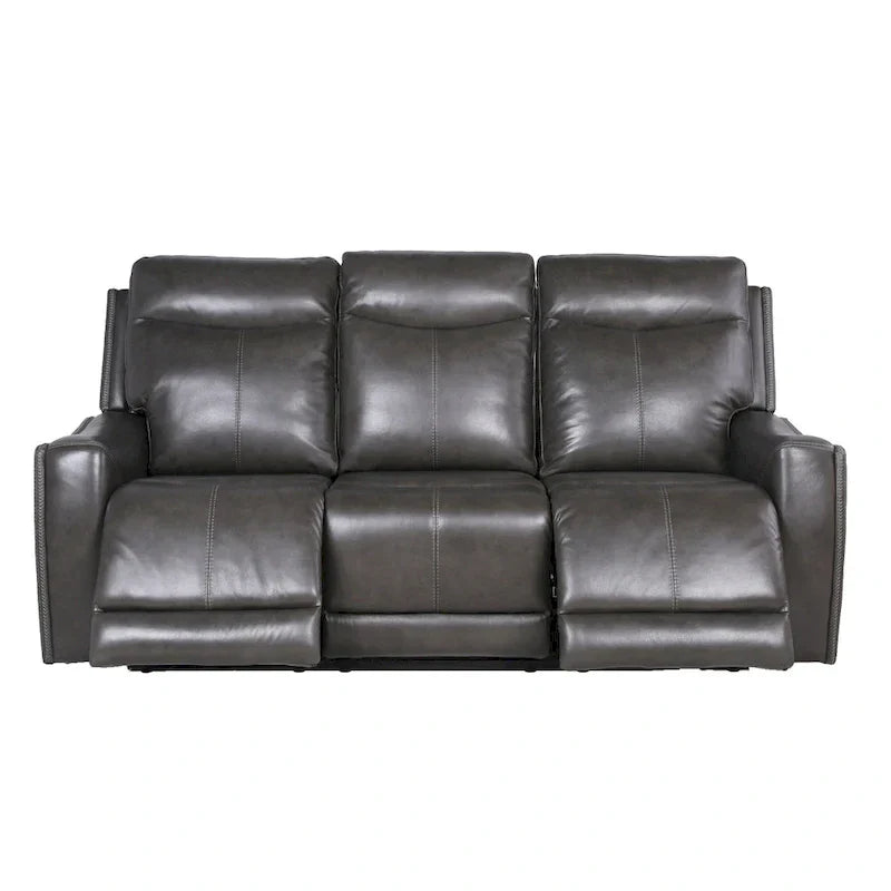 Canapé inclinable en cuir pleine fleur Steve Silver Newport Power
