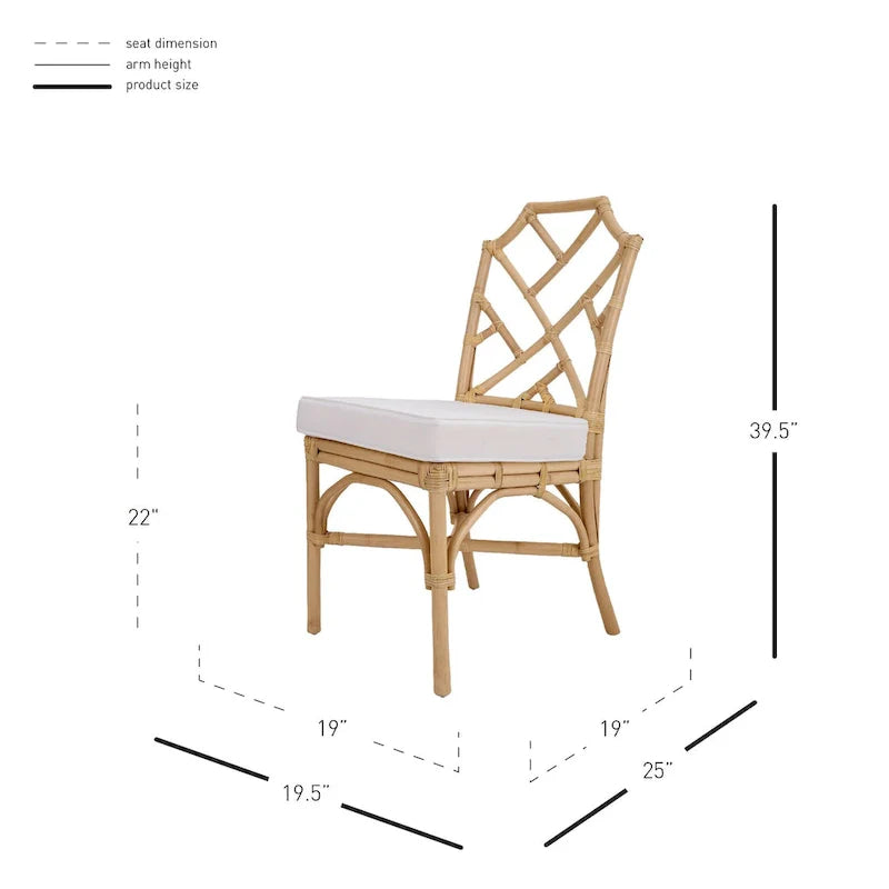 Chaise de salle à manger Kara en rotin, (Lot de 2)
