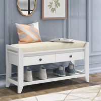 Banc de rangement capitonné polyvalent de style moderne avec porte-chaussures et tiroirs