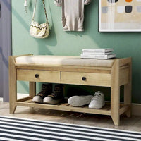 Banc de rangement capitonné polyvalent de style moderne avec porte-chaussures et tiroirs