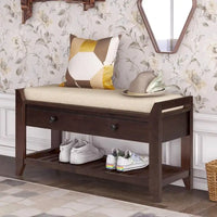 Banc de rangement capitonné polyvalent de style moderne avec porte-chaussures et tiroirs