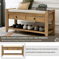 Banc de rangement capitonné polyvalent de style moderne avec porte-chaussures et tiroirs