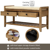 Banc de rangement capitonné polyvalent de style moderne avec porte-chaussures et tiroirs