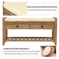 Banc de rangement capitonné polyvalent de style moderne avec porte-chaussures et tiroirs