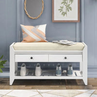 Banc de rangement capitonné polyvalent de style moderne avec porte-chaussures et tiroirs