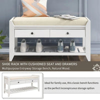 Banc de rangement capitonné polyvalent de style moderne avec porte-chaussures et tiroirs
