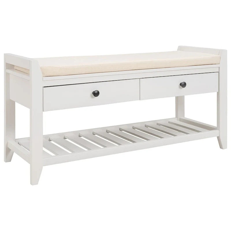 Banc de rangement capitonné polyvalent de style moderne avec porte-chaussures et tiroirs