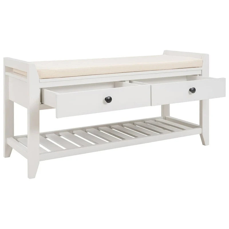 Banc de rangement capitonné polyvalent de style moderne avec porte-chaussures et tiroirs