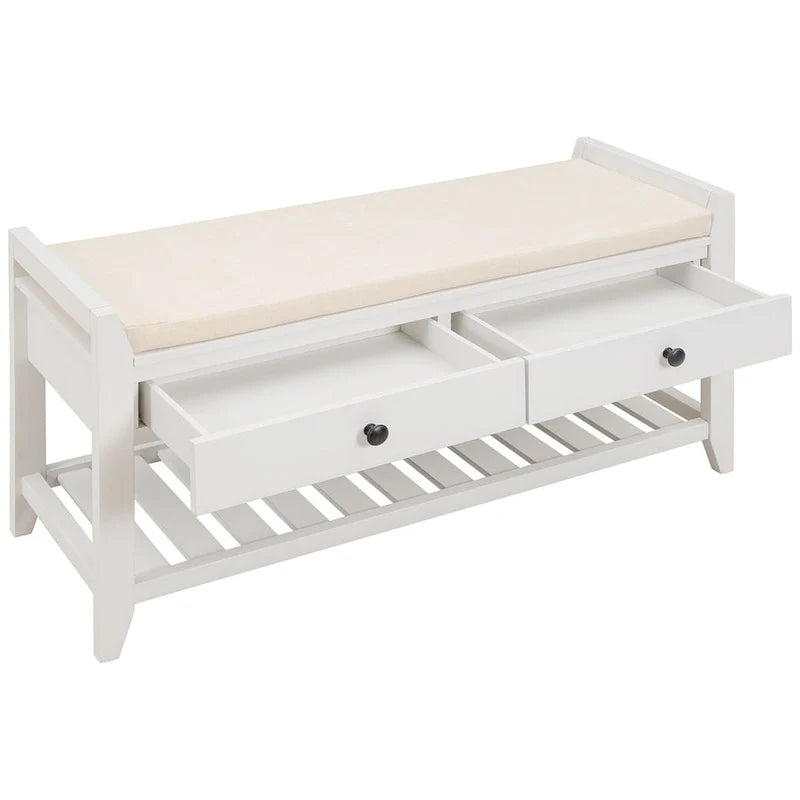 Banc de rangement capitonné polyvalent de style moderne avec porte-chaussures et tiroirs