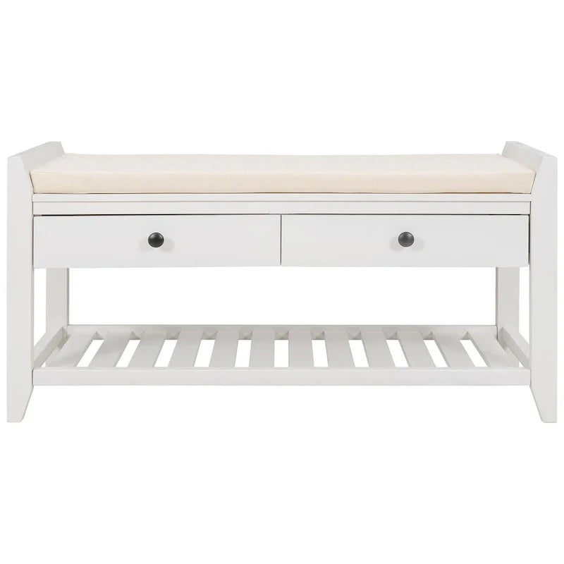 Banc de rangement capitonné polyvalent de style moderne avec porte-chaussures et tiroirs