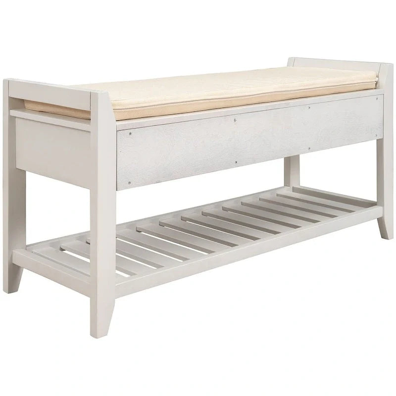 Banc de rangement capitonné polyvalent de style moderne avec porte-chaussures et tiroirs