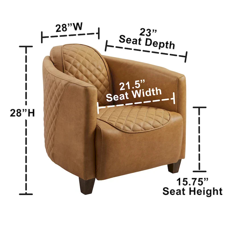 Fauteuil d'appoint Art Leon Industriel Rétro en Cuir pleine fleur et Aluminium