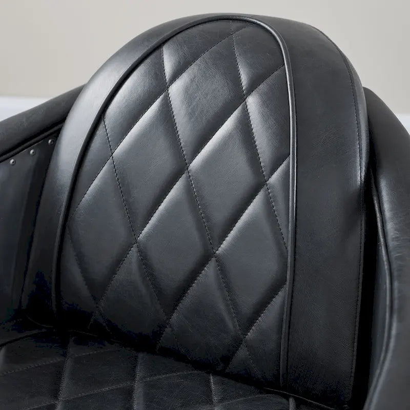 Fauteuil d'appoint Art Leon Industriel Rétro en Cuir pleine fleur et Aluminium