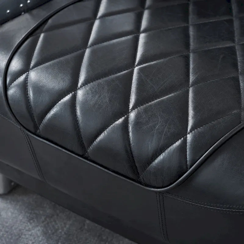 Fauteuil d'appoint Art Leon Industriel Rétro en Cuir pleine fleur et Aluminium