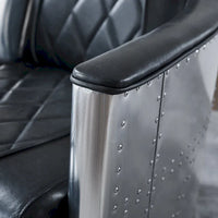 Fauteuil d'appoint Art Leon Industriel Rétro en Cuir pleine fleur et Aluminium