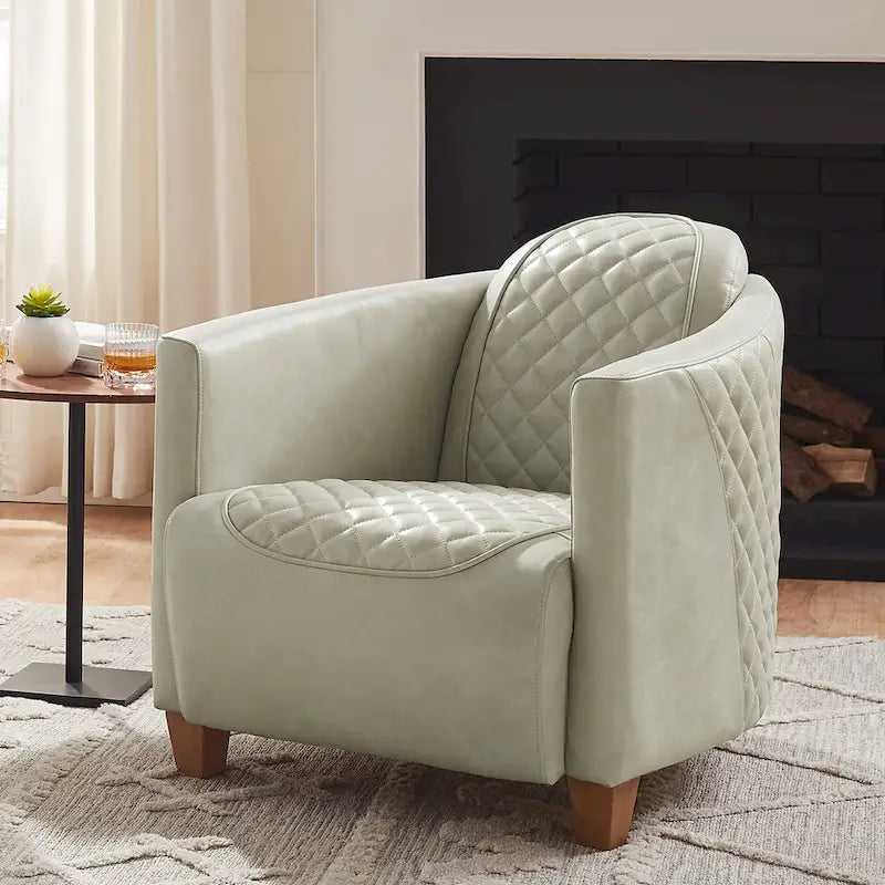 Fauteuil d'appoint Art Leon Industriel Rétro en Cuir pleine fleur et Aluminium
