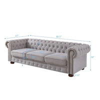 Canapé Chesterfield en tissu de lin