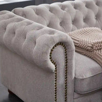 Canapé Chesterfield en tissu de lin
