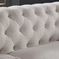 Canapé Chesterfield en tissu de lin