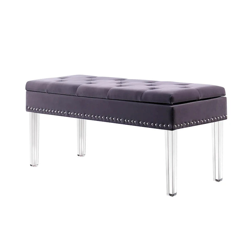 Banc de rangement capitonné mi-siècle de 45,7 cm