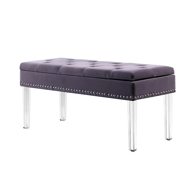 Banc de rangement capitonné mi-siècle de 45,7 cm