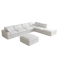 Canapé modulable en U 6 places en lin avec pouf, rembourré de duvet, grand confort, 160 pouces, combinaison libre