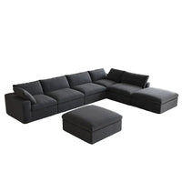Canapé modulable en U 6 places en lin avec pouf, rembourré de duvet, grand confort, 160 pouces, combinaison libre