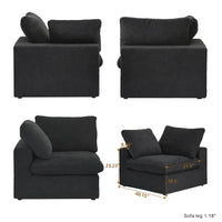 Canapé modulable en U 6 places en lin avec pouf, rembourré de duvet, grand confort, 160 pouces, combinaison libre