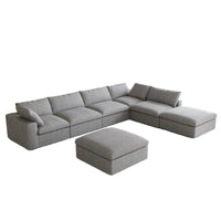 Canapé modulable en U 6 places en lin avec pouf, rembourré de duvet, grand confort, 160 pouces, combinaison libre