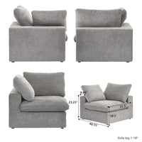 Canapé modulable en U 6 places en lin avec pouf, rembourré de duvet, grand confort, 160 pouces, combinaison libre