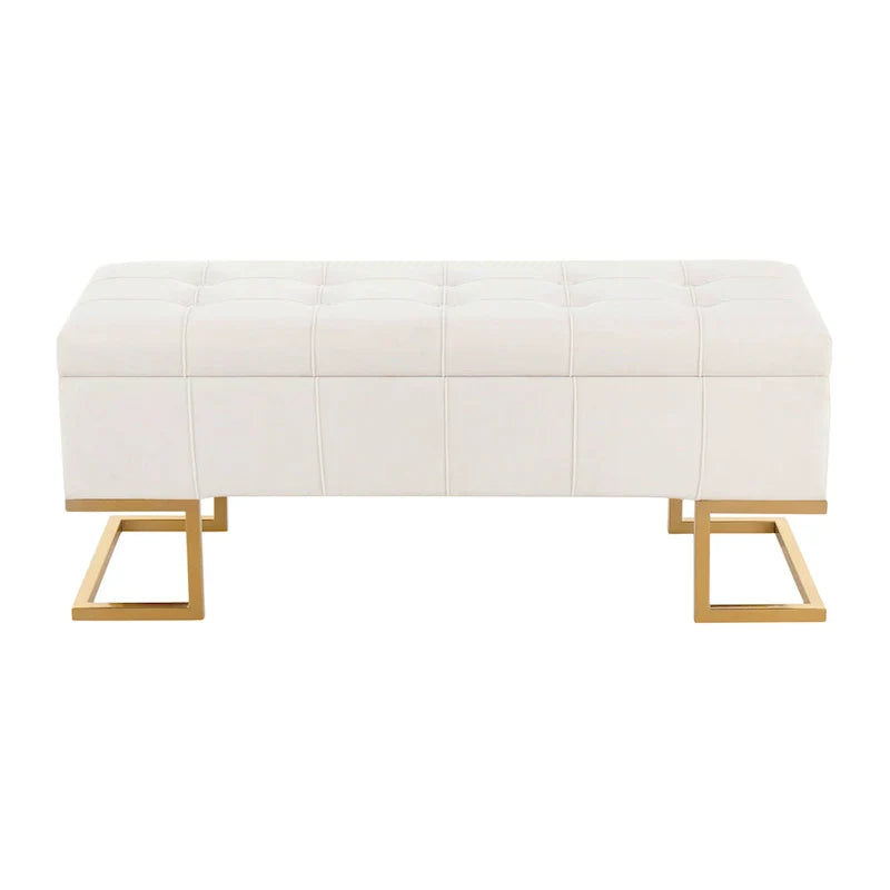 Silver Orchid Crossgar banc de rangement en velours avec couvercle basculant
