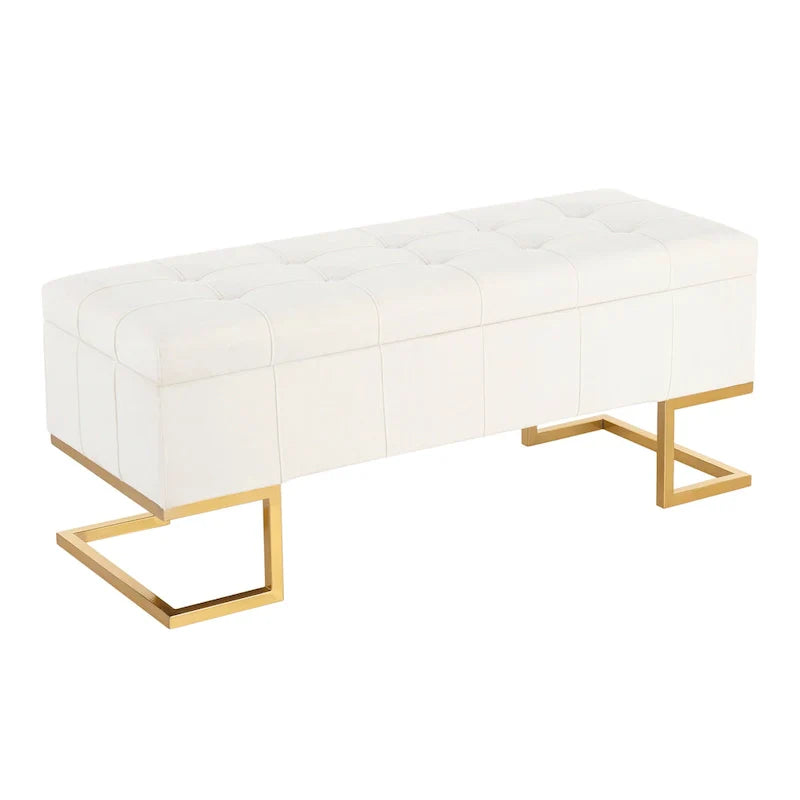 Banc de rangement en velours Silver Orchid Crossgar avec couvercle à charnière