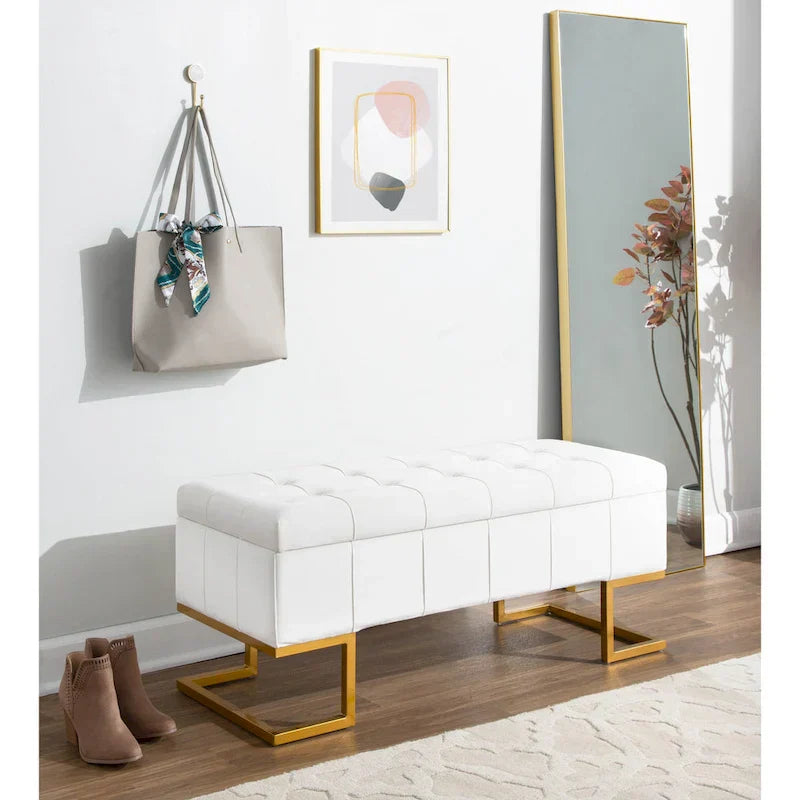 Banc de rangement en velours Silver Orchid Crossgar avec couvercle à charnière