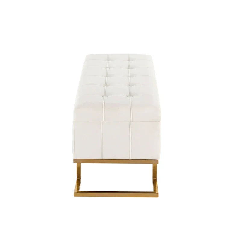 Banc de rangement en velours Silver Orchid Crossgar avec couvercle à charnière