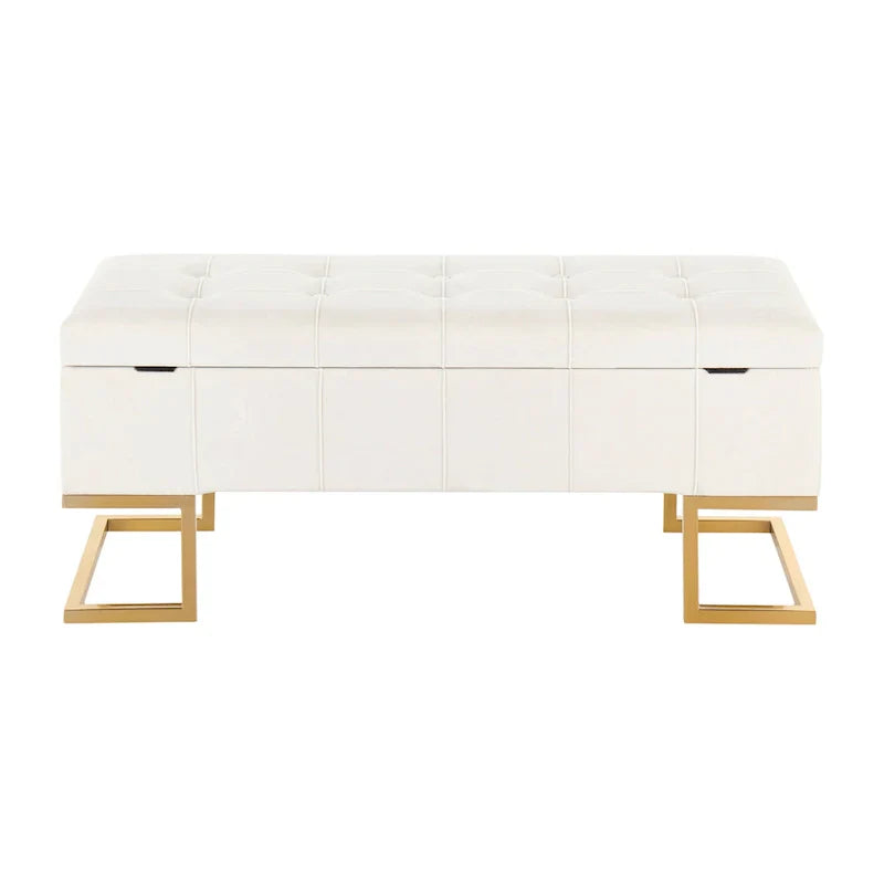 Silver Orchid Crossgar banc de rangement en velours avec couvercle basculant