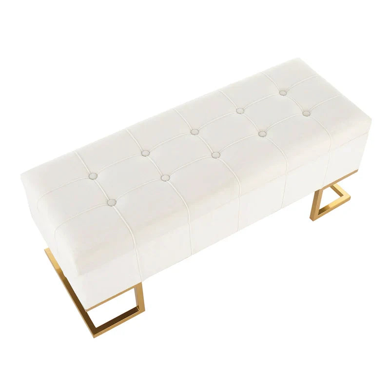 Silver Orchid Crossgar banc de rangement en velours avec couvercle basculant