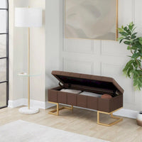 Banc de rangement en velours Silver Orchid Crossgar avec couvercle à charnière