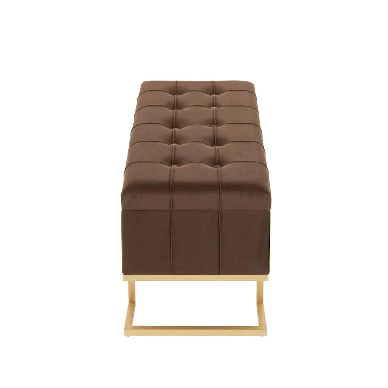 Silver Orchid Crossgar banc de rangement en velours avec couvercle basculant