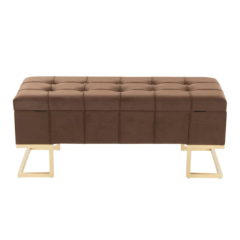 Silver Orchid Crossgar banc de rangement en velours avec couvercle basculant