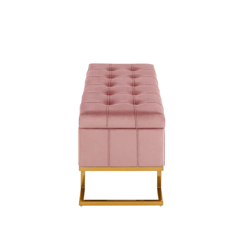 Banc de rangement en velours Silver Orchid Crossgar avec couvercle à charnière