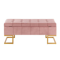 Banc de rangement en velours Silver Orchid Crossgar avec couvercle à charnière