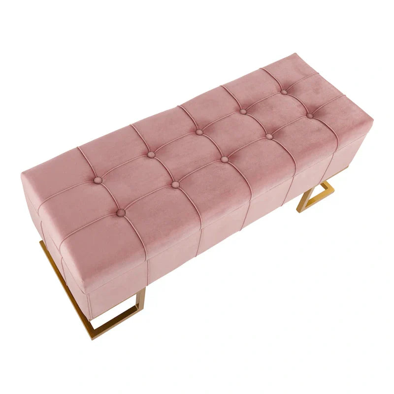 Banc de rangement en velours Silver Orchid Crossgar avec couvercle à charnière